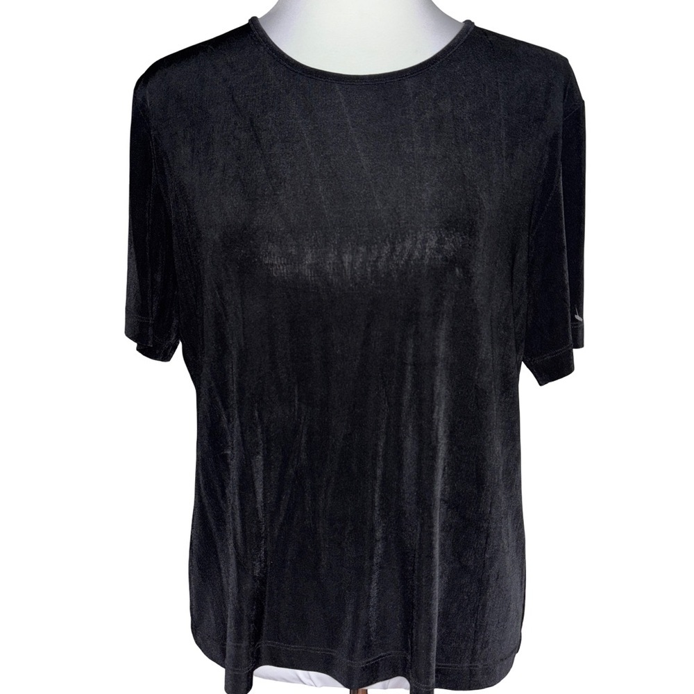 Chico's Black Velvet Short Sleeve Top